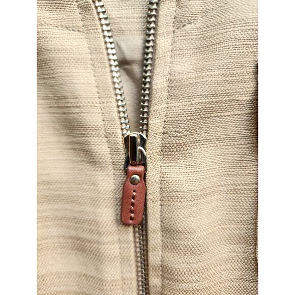 JACKET-ANNE KLEIN-Gold-Cotton Linen Blend-Zippers-Long Sleeves-Lined-Size SMALL - Picture 4 of 15